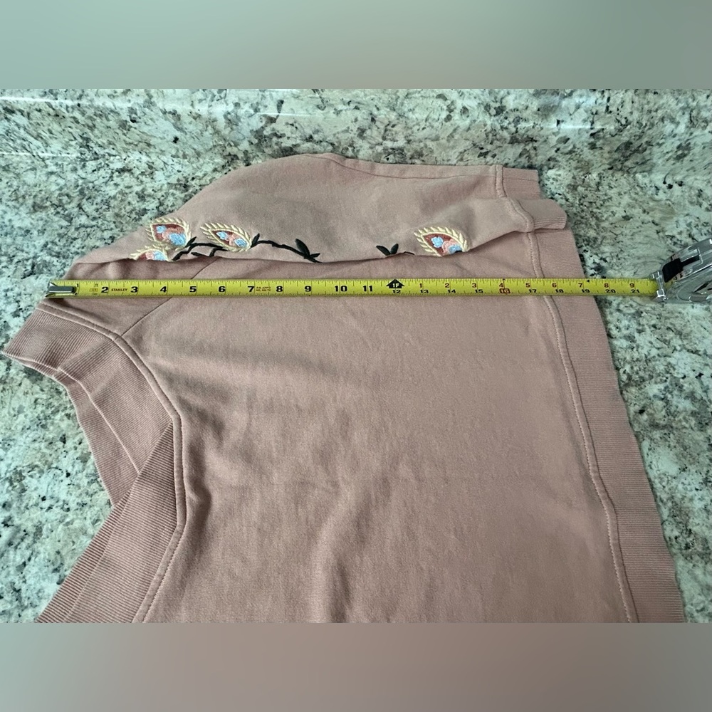Rebecca Minkoff Off Shoulder Embroidered Sweatshirt Pink Boho Size S - Picture 12 of 12
